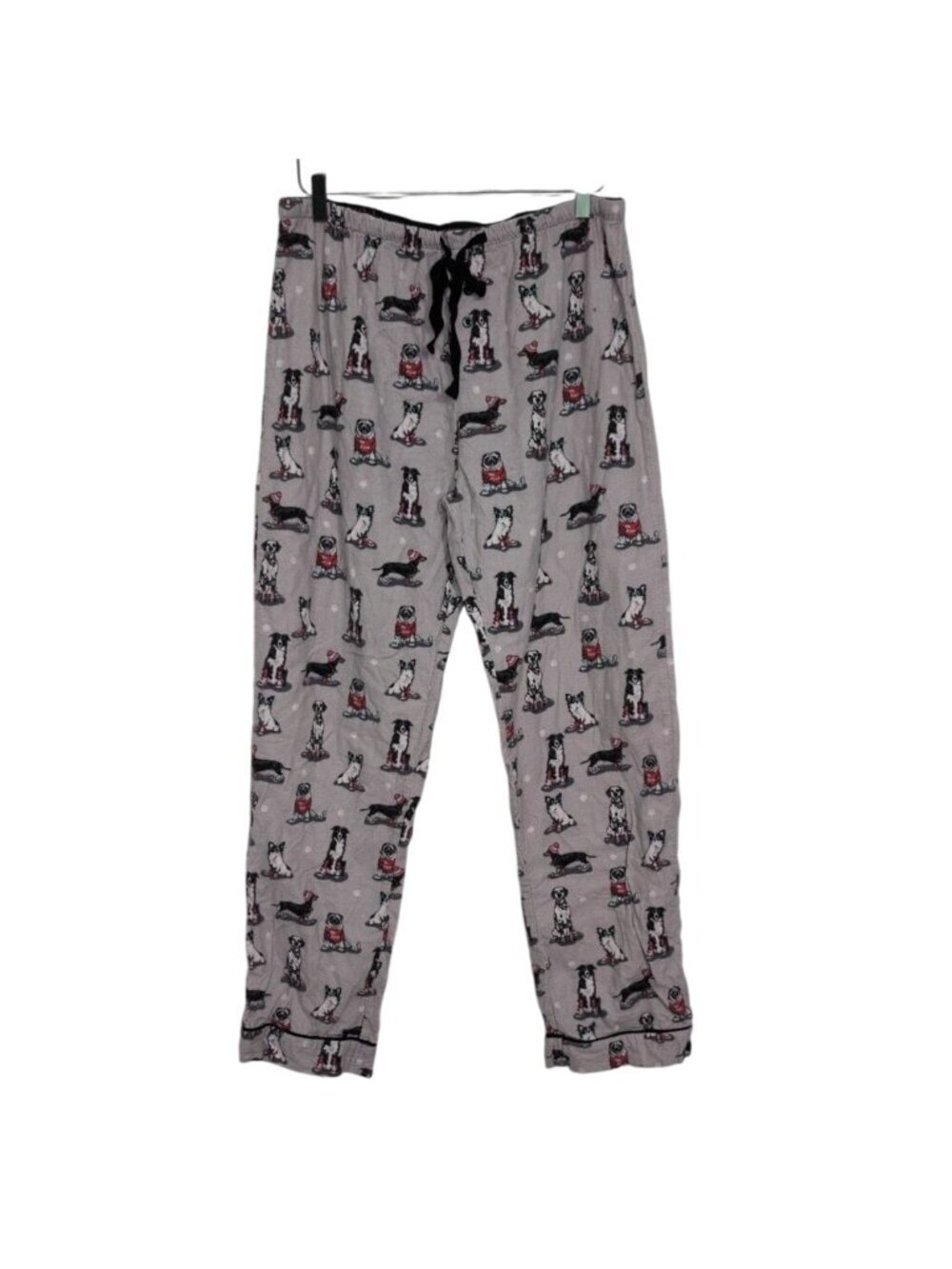 PJ Salvage Dog Flannel Pajama Pants Womens Size Large Gray Drawstring Sleepwear